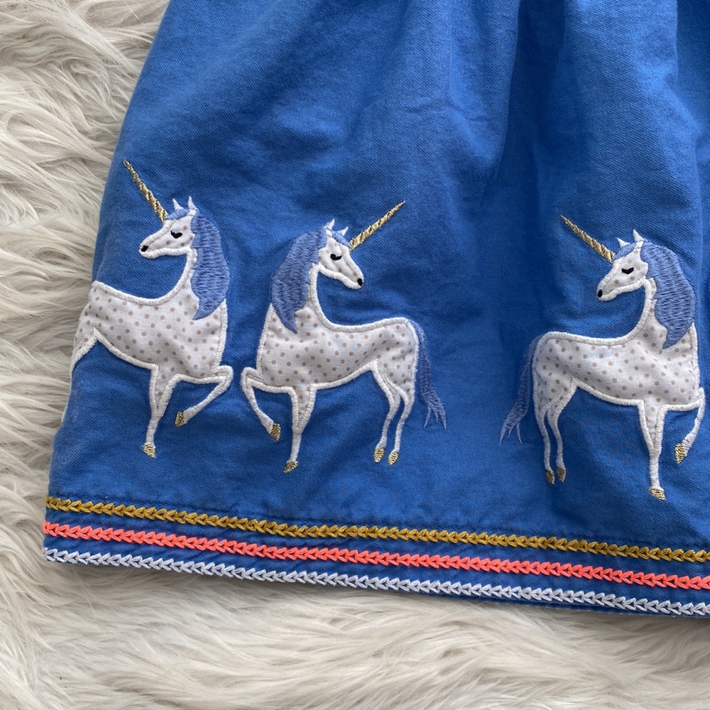 Mini Boden | Blue Unicorn Applique Skirt - Picture 5 of 16